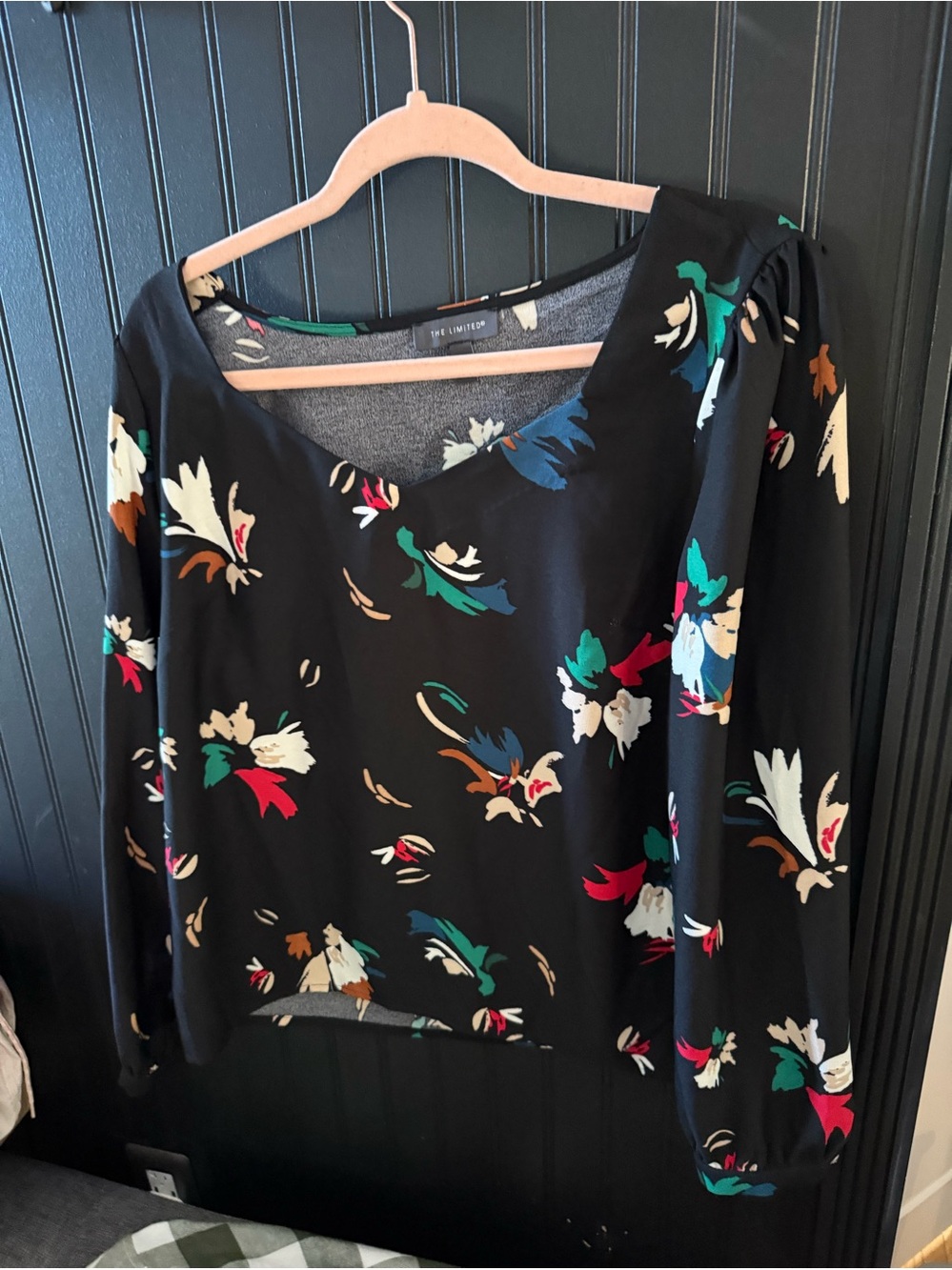 The Limited Black Floral Long-Sleeve Blouse